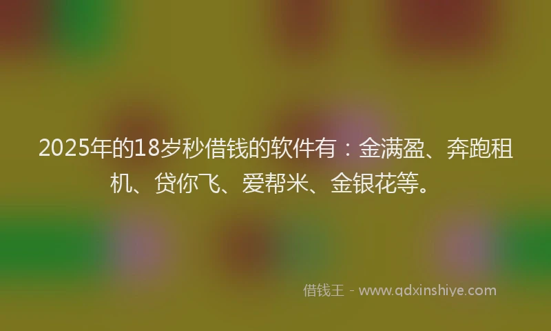 2025年的18岁秒借钱的软件有：金满盈、奔跑租机、贷你飞、爱帮米、金银花等。