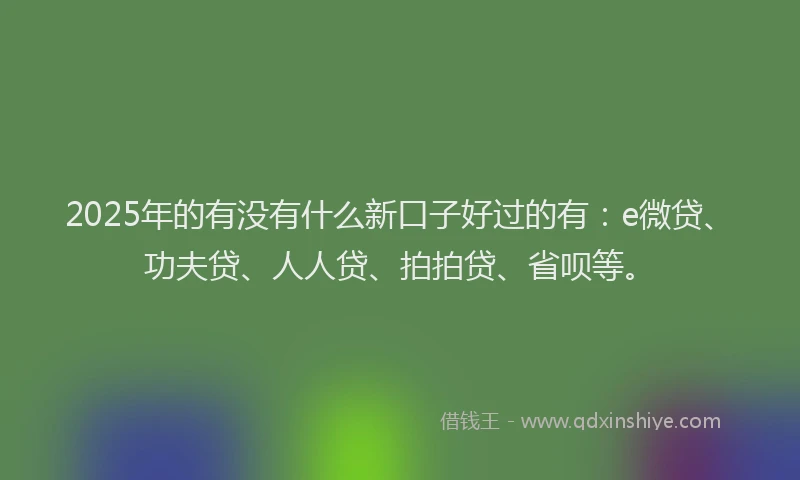 2025年的有没有什么新口子好过的有：e微贷、功夫贷、人人贷、拍拍贷、省呗等。