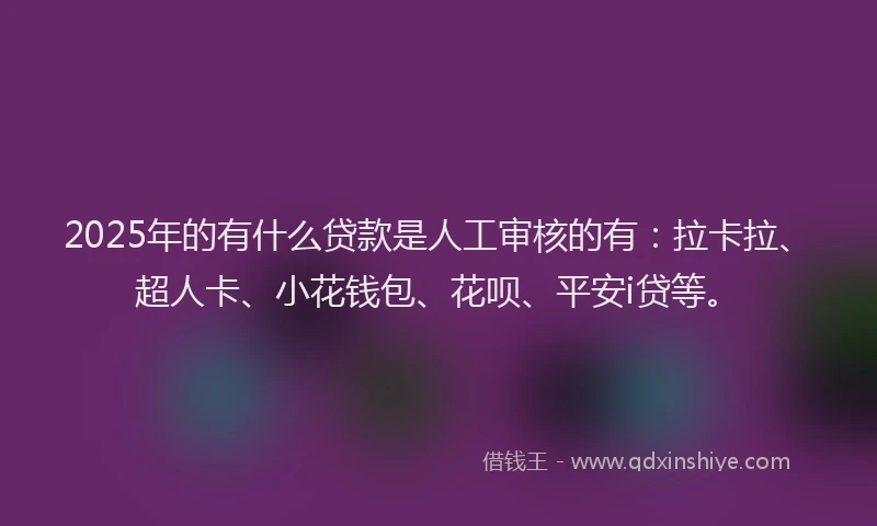 2025年的有什么贷款是人工审核的有：拉卡拉、超人卡、小花钱包、花呗、平安i贷等。