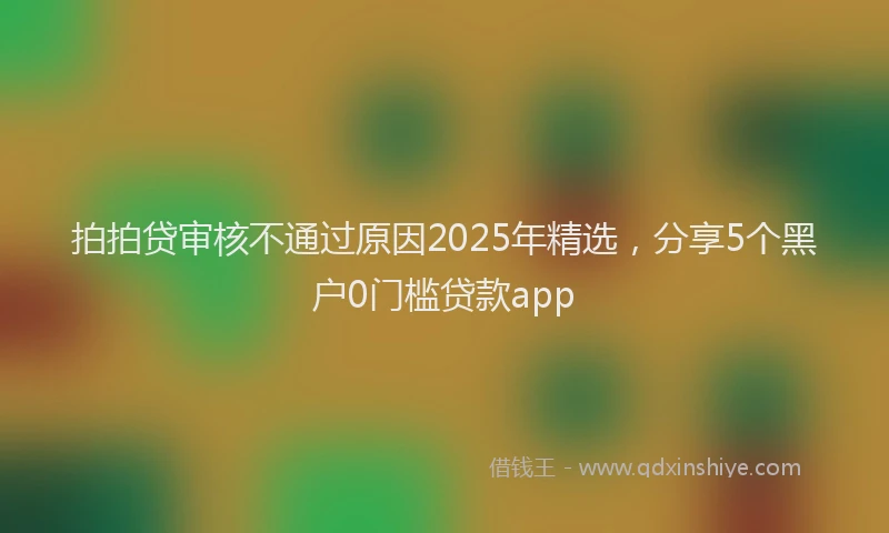 拍拍贷审核不通过原因2025年精选，分享5个黑户0门槛贷款app