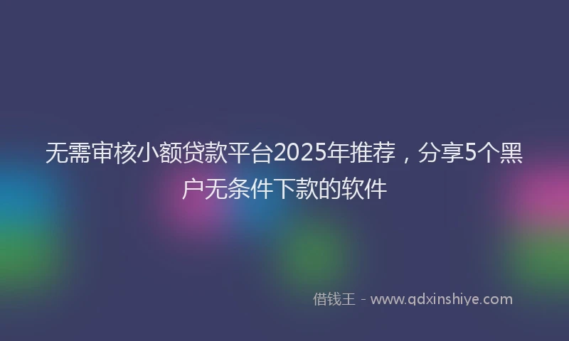 无需审核小额贷款平台2025年推荐，分享5个黑户无条件下款的软件