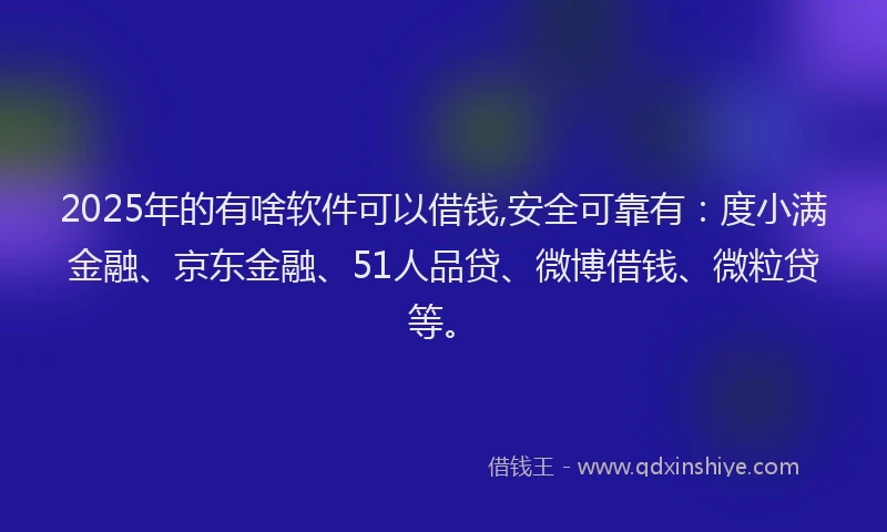 2025年的有啥软件可以借钱,安全可靠有：度小满金融、京东金融、51人品贷、微博借钱、微粒贷等。