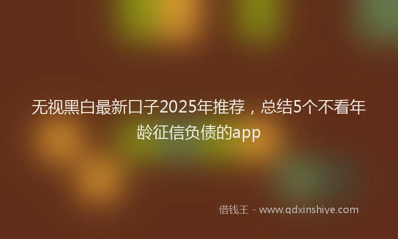 无视黑白最新口子2025年推荐，总结5个不看年龄征信负债的app
