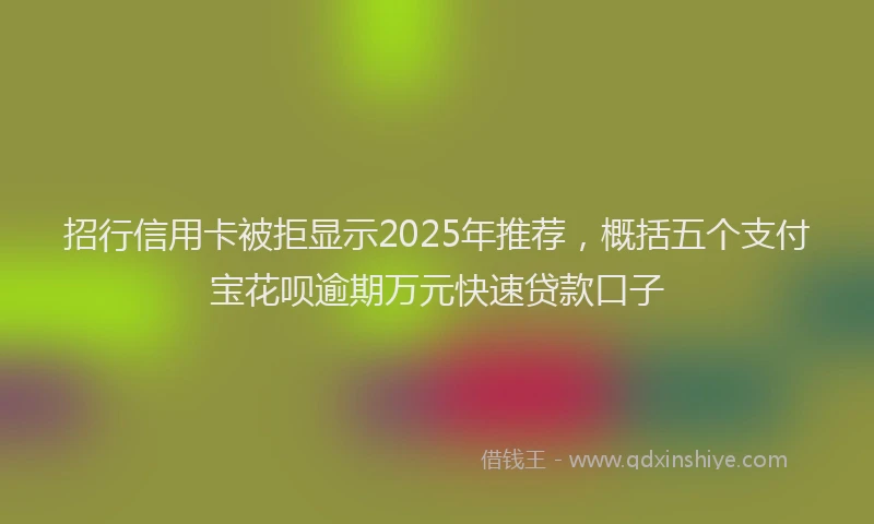 招行信用卡被拒显示2025年推荐，概括五个支付宝花呗逾期万元快速贷款口子