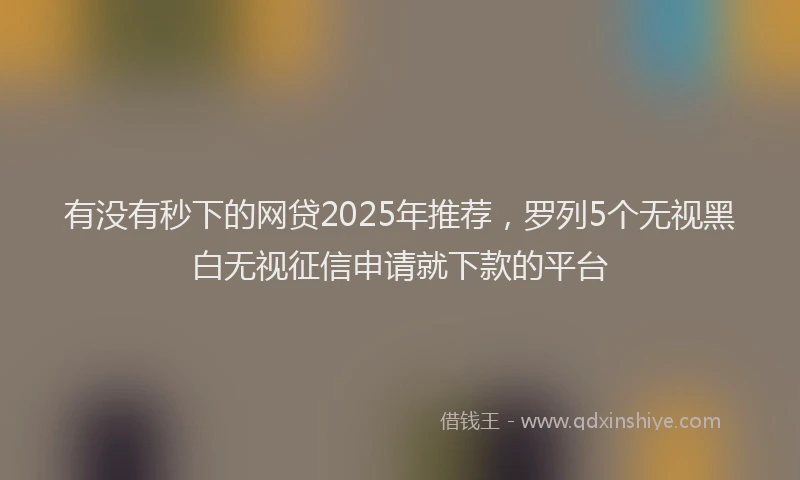 有没有秒下的网贷2025年推荐，罗列5个无视黑白无视征信申请就下款的平台