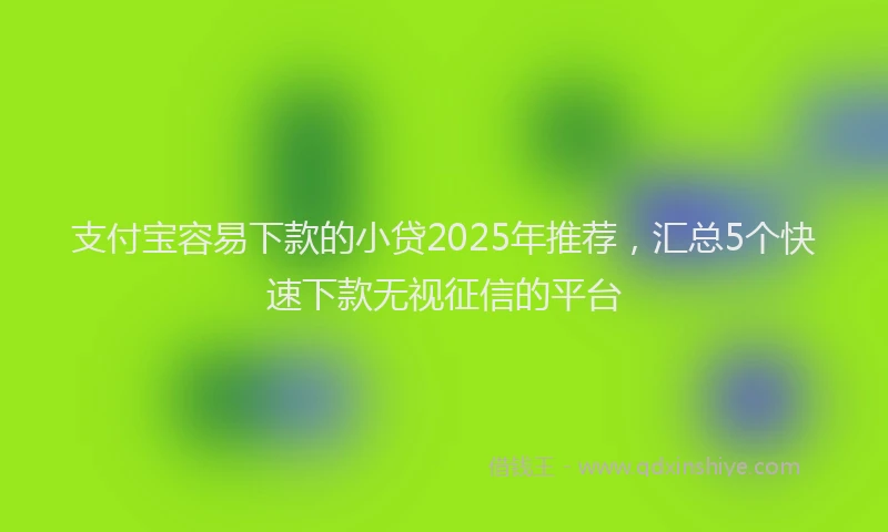 支付宝容易下款的小贷2025年推荐，汇总5个快速下款无视征信的平台