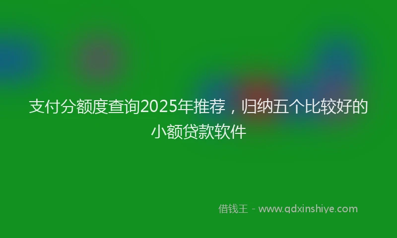 支付分额度查询2025年推荐，归纳五个比较好的小额贷款软件