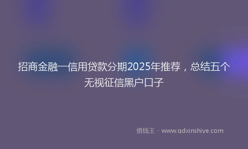 招商金融一信用贷款分期2025年推荐，总结五个无视征信黑户口子