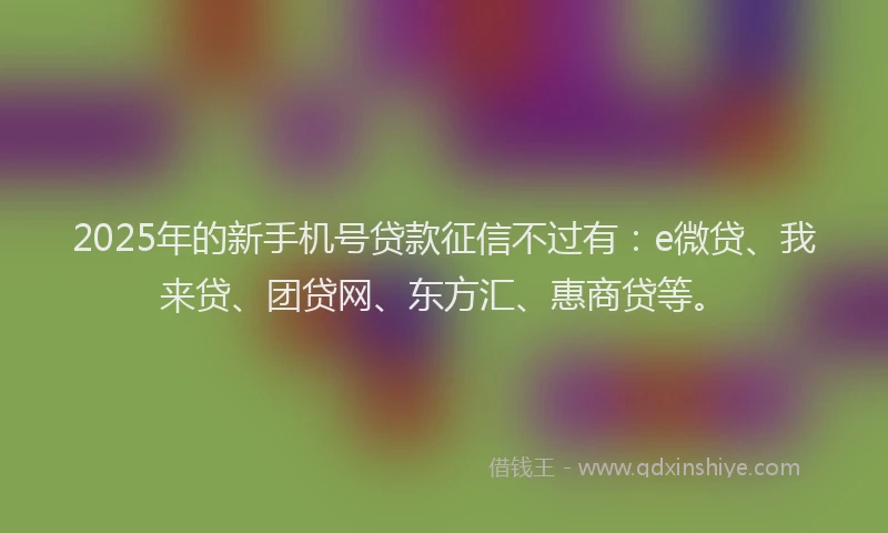 2025年的新手机号贷款征信不过有：e微贷、我来贷、团贷网、东方汇、惠商贷等。