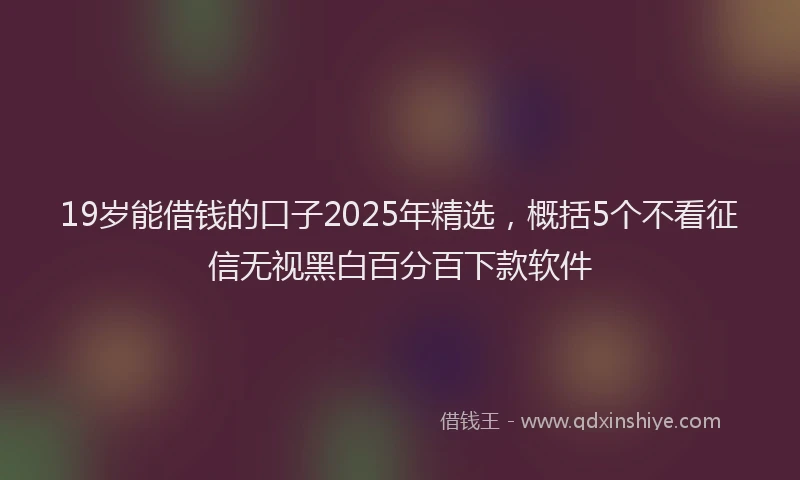 19岁能借钱的口子2025年精选，概括5个不看征信无视黑白百分百下款软件