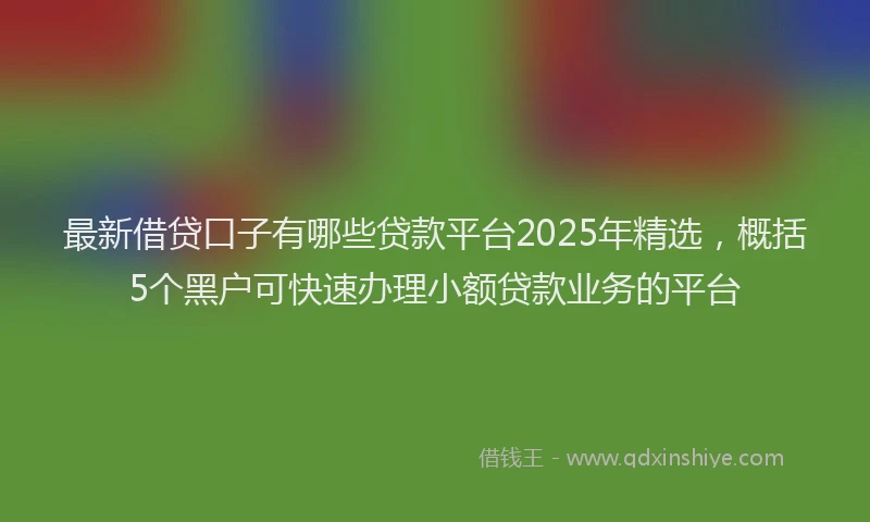 最新借贷口子有哪些贷款平台2025年精选，概括5个黑户可快速办理小额贷款业务的平台