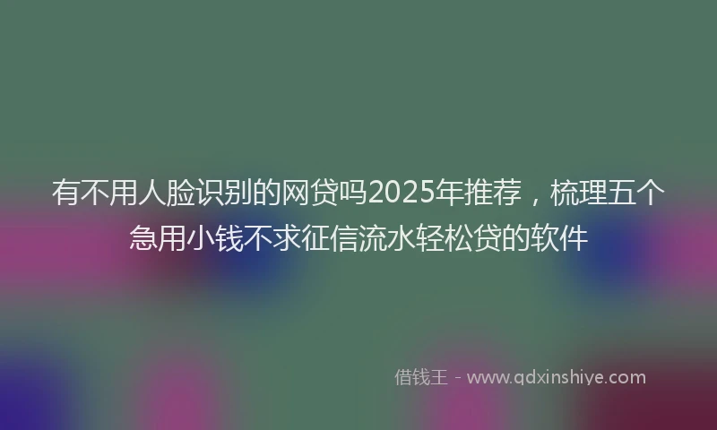 有不用人脸识别的网贷吗2025年推荐，梳理五个急用小钱不求征信流水轻松贷的软件