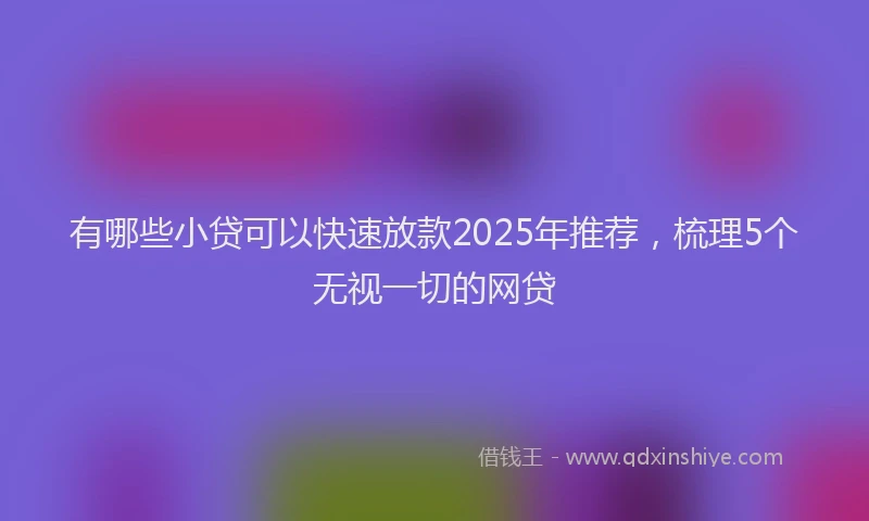 有哪些小贷可以快速放款2025年推荐，梳理5个无视一切的网贷