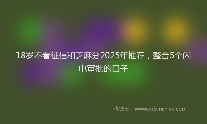 18岁不看征信和芝麻分2025年推荐，整合5个闪电审批的口子