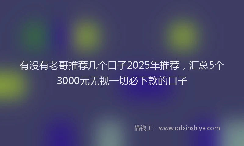 有没有老哥推荐几个口子2025年推荐，汇总5个3000元无视一切必下款的口子