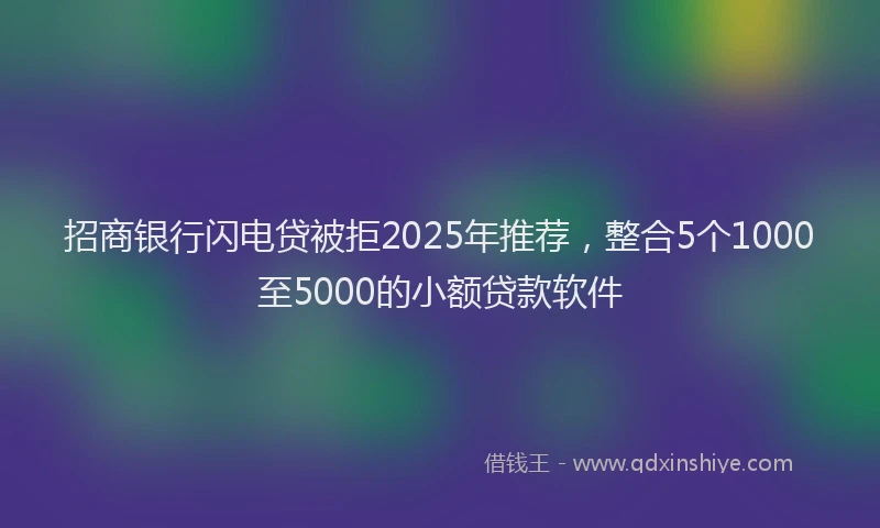 招商银行闪电贷被拒2025年推荐，整合5个1000至5000的小额贷款软件