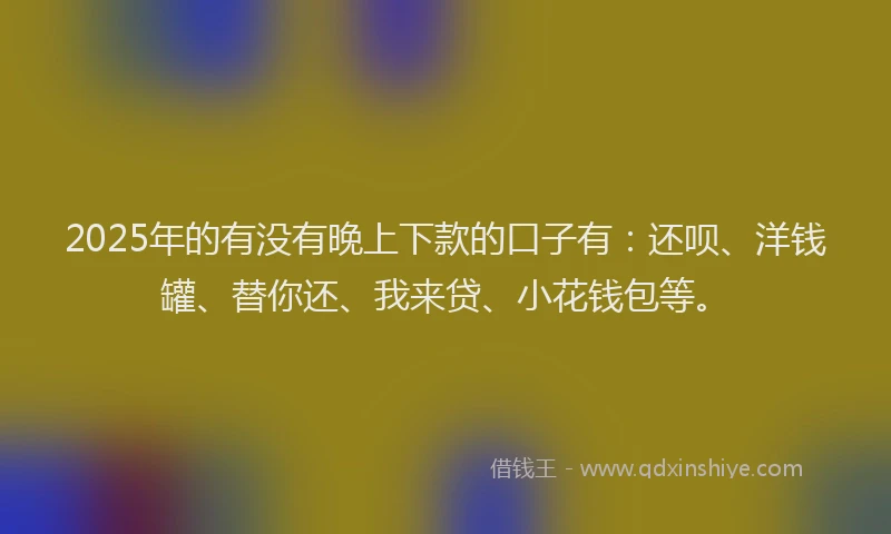 2025年的有没有晚上下款的口子有：还呗、洋钱罐、替你还、我来贷、小花钱包等。