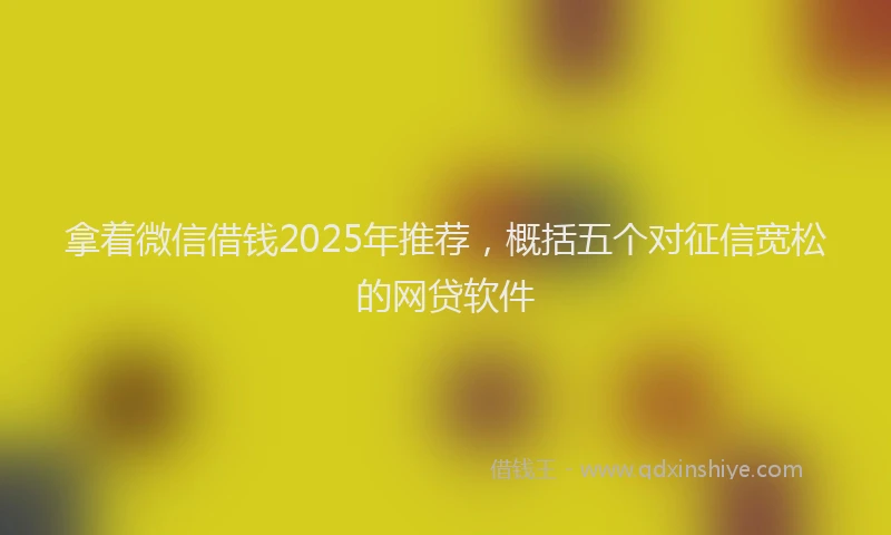 拿着微信借钱2025年推荐，概括五个对征信宽松的网贷软件