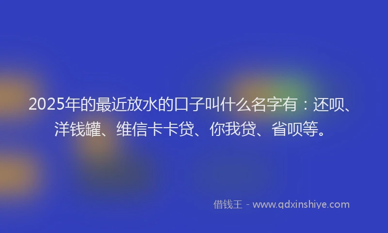 2025年的最近放水的口子叫什么名字有：还呗、洋钱罐、维信卡卡贷、你我贷、省呗等。