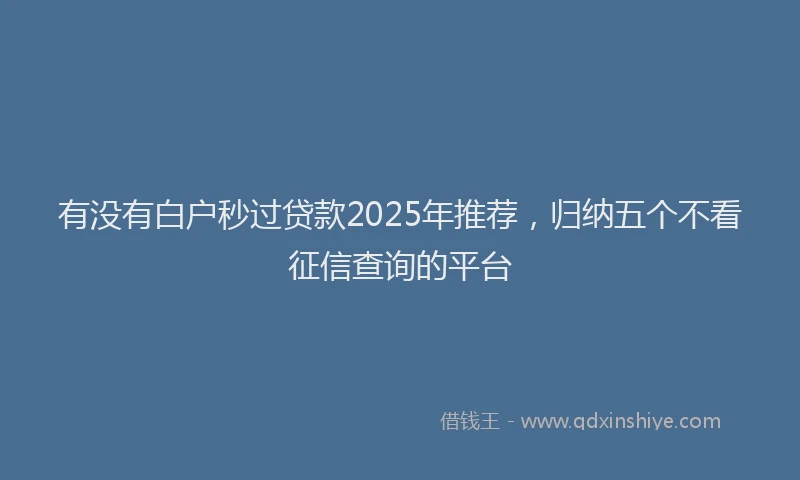 有没有白户秒过贷款2025年推荐，归纳五个不看征信查询的平台