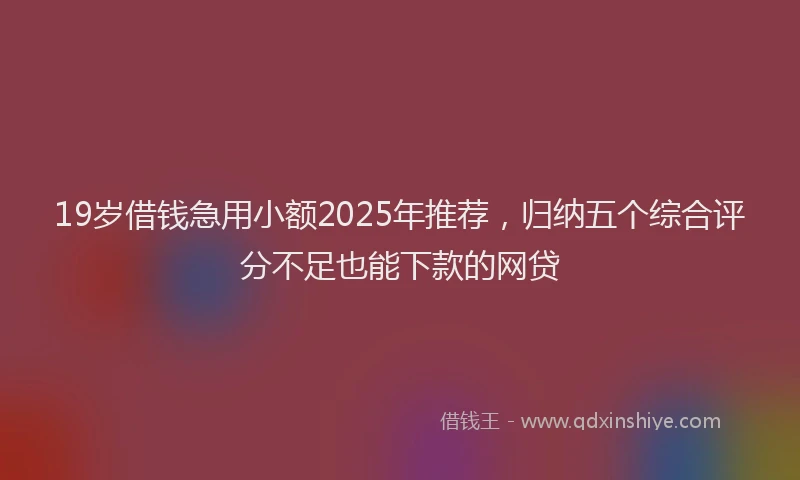 19岁借钱急用小额2025年推荐，归纳五个综合评分不足也能下款的网贷