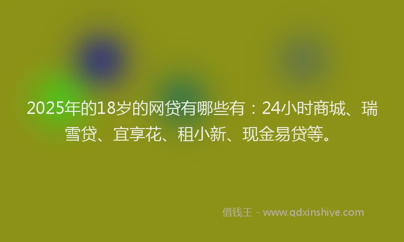 2025年的18岁的网贷有哪些有：24小时商城、瑞雪贷、宜享花、租小新、现金易贷等。
