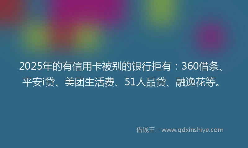 2025年的有信用卡被别的银行拒有：360借条、平安i贷、美团生活费、51人品贷、融逸花等。
