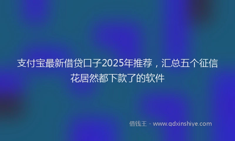 支付宝最新借贷口子2025年推荐，汇总五个征信花居然都下款了的软件