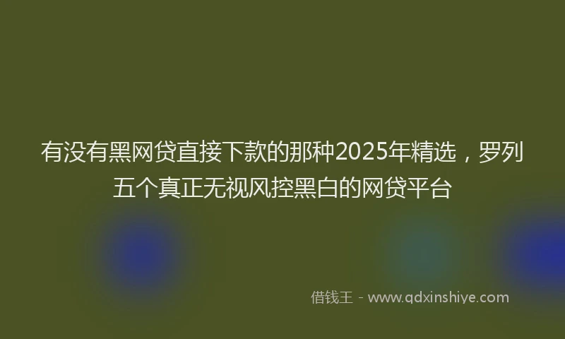 有没有黑网贷直接下款的那种2025年精选，罗列五个真正无视风控黑白的网贷平台