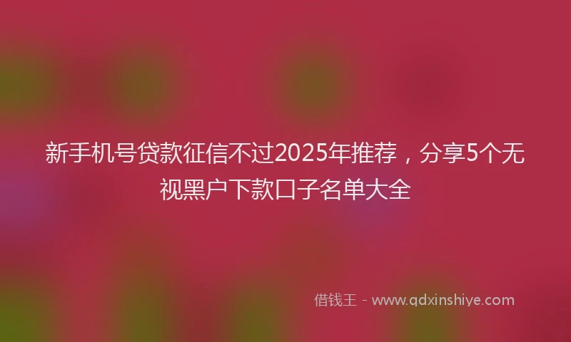 新手机号贷款征信不过2025年推荐，分享5个无视黑户下款口子名单大全