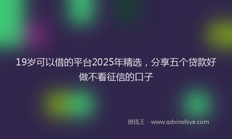 19岁可以借的平台2025年精选，分享五个贷款好做不看征信的口子