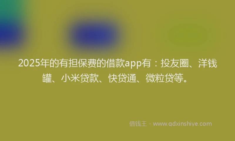 2025年的有担保费的借款app有：投友圈、洋钱罐、小米贷款、快贷通、微粒贷等。