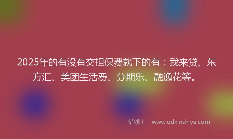 2025年的有没有交担保费就下的有：我来贷、东方汇、美团生活费、分期乐、融逸花等。