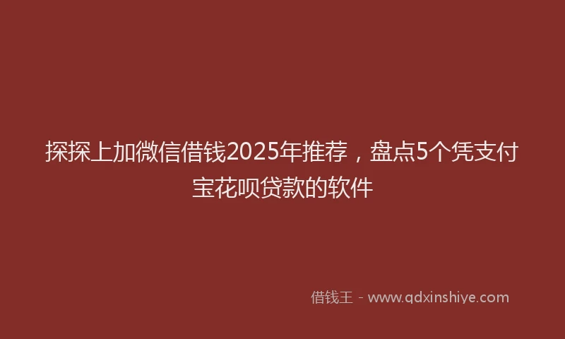 探探上加微信借钱2025年推荐，盘点5个凭支付宝花呗贷款的软件