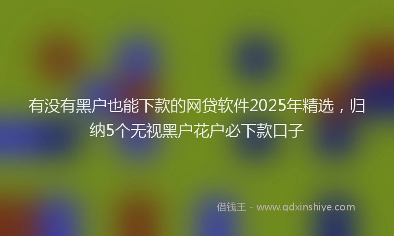 有没有黑户也能下款的网贷软件2025年精选，归纳5个无视黑户花户必下款口子
