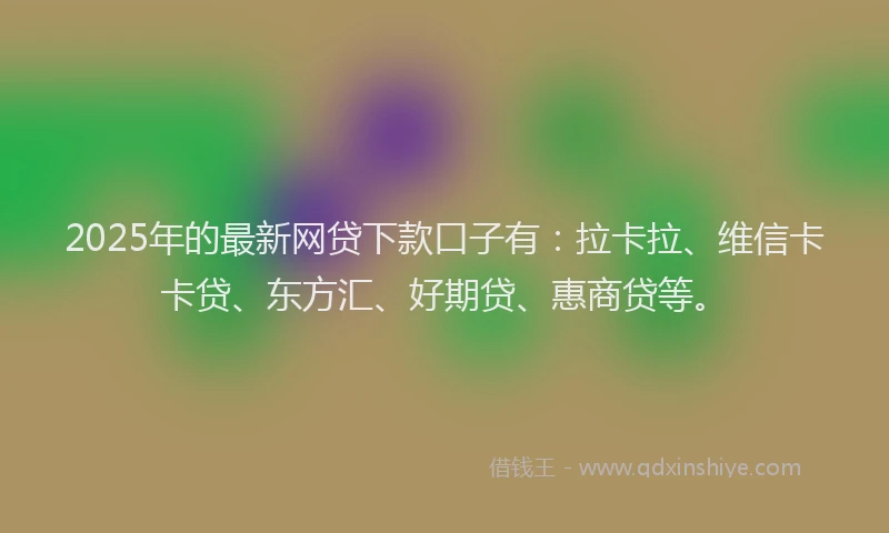 2025年的最新网贷下款口子有：拉卡拉、维信卡卡贷、东方汇、好期贷、惠商贷等。