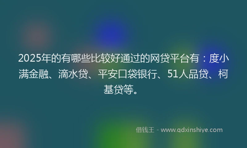 2025年的有哪些比较好通过的网贷平台有：度小满金融、滴水贷、平安口袋银行、51人品贷、柯基贷等。