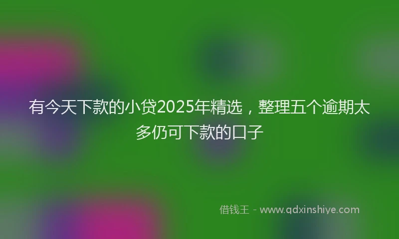 有今天下款的小贷2025年精选，整理五个逾期太多仍可下款的口子