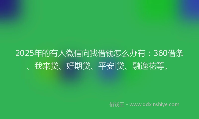 2025年的有人微信向我借钱怎么办有：360借条、我来贷、好期贷、平安i贷、融逸花等。