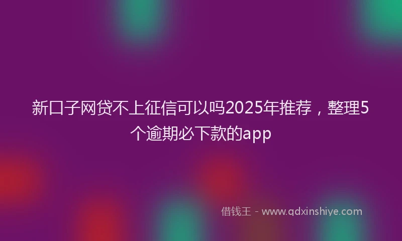 新口子网贷不上征信可以吗2025年推荐，整理5个逾期必下款的app