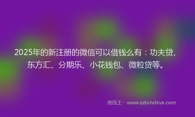 2025年的新注册的微信可以借钱么有：功夫贷、东方汇、分期乐、小花钱包、微粒贷等。