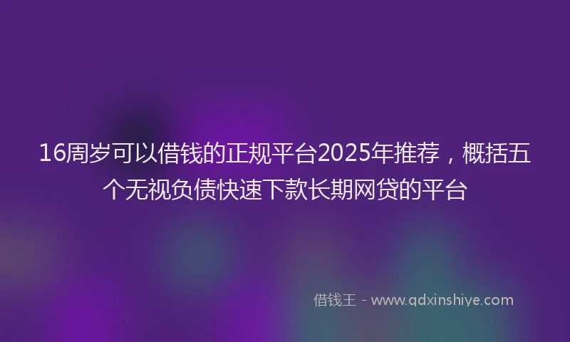 16周岁可以借钱的正规平台2025年推荐，概括五个无视负债快速下款长期网贷的平台