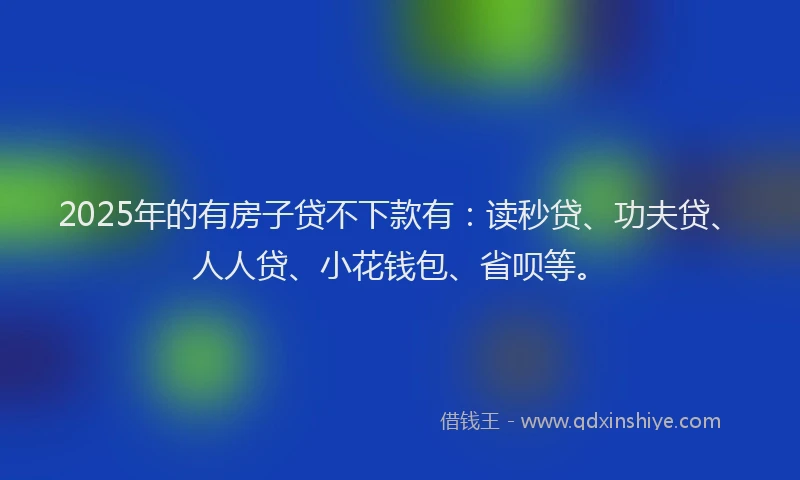 2025年的有房子贷不下款有：读秒贷、功夫贷、人人贷、小花钱包、省呗等。