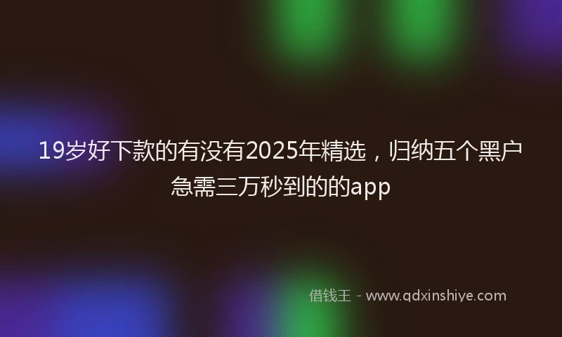 19岁好下款的有没有2025年精选，归纳五个黑户急需三万秒到的的app