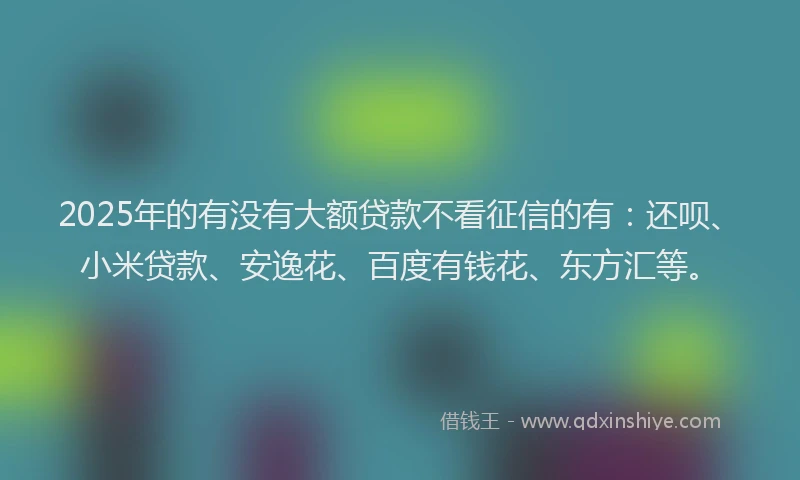 2025年的有没有大额贷款不看征信的有：还呗、小米贷款、安逸花、百度有钱花、东方汇等。