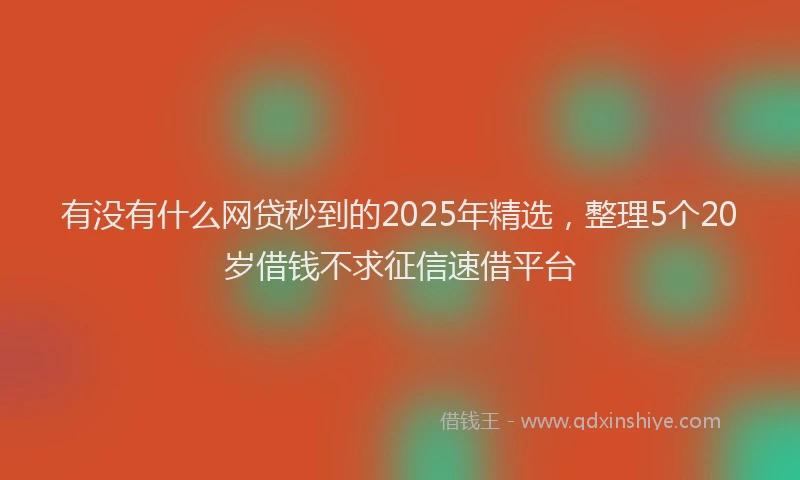 有没有什么网贷秒到的2025年精选，整理5个20岁借钱不求征信速借平台