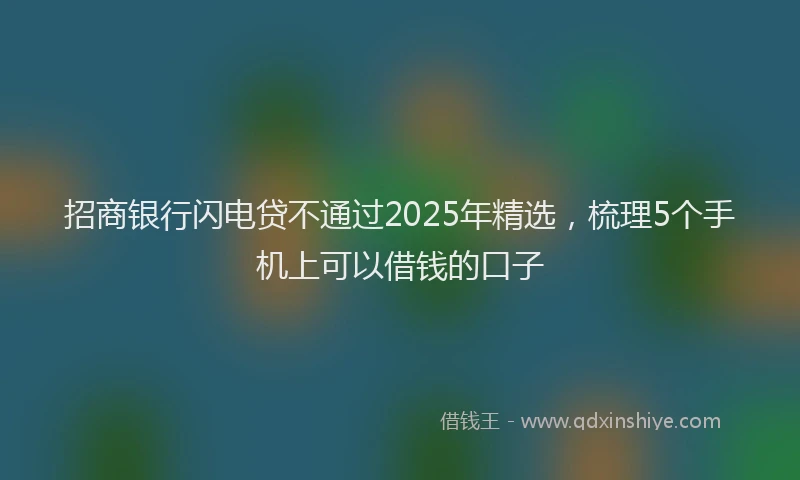招商银行闪电贷不通过2025年精选，梳理5个手机上可以借钱的口子