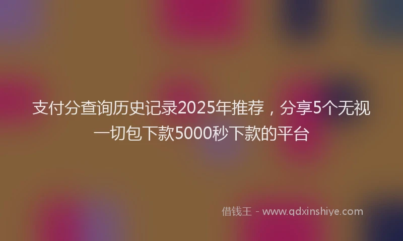 支付分查询历史记录2025年推荐，分享5个无视一切包下款5000秒下款的平台