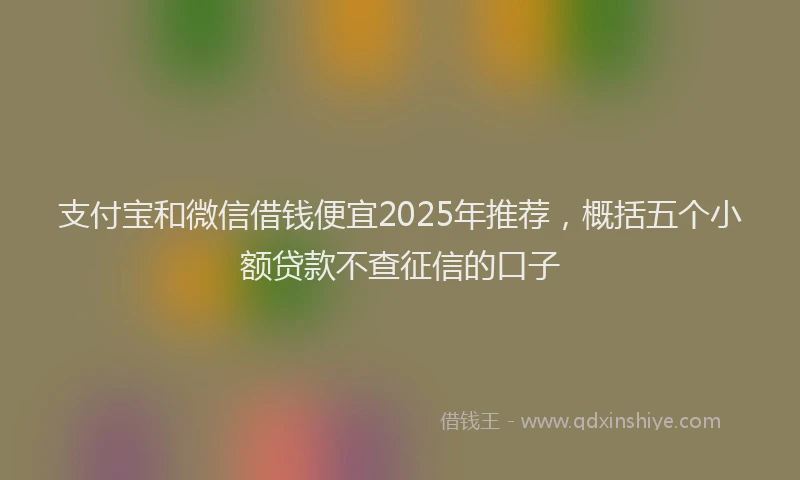 支付宝和微信借钱便宜2025年推荐，概括五个小额贷款不查征信的口子