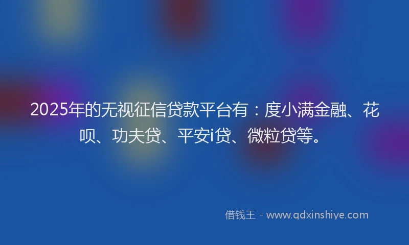 2025年的无视征信贷款平台有：度小满金融、花呗、功夫贷、平安i贷、微粒贷等。